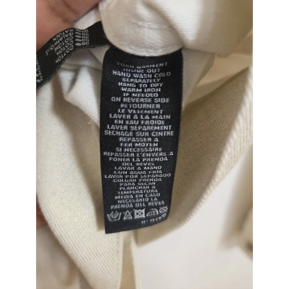 Ralph Lauren Womens Cropped Denim Jacket Cream Ivory Button Front Chic Minimal 8 - Picture 11 of 11